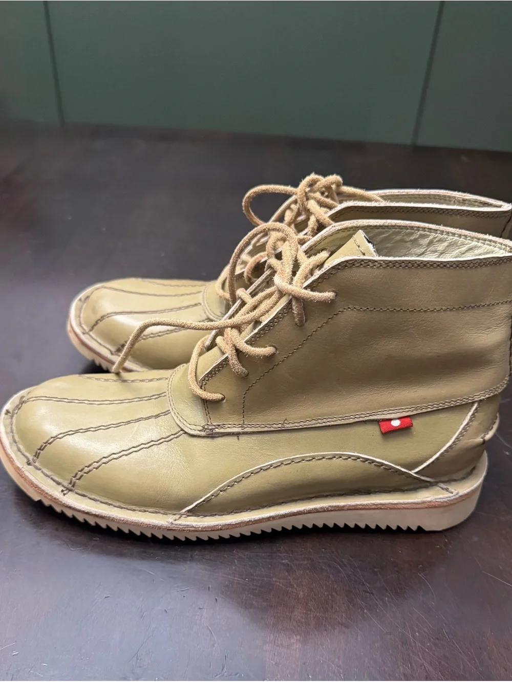 Duck Boots 100% leather Oliberté tan-olive color Men’s Size 7.5  (40)